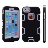 Apple Iphone 5C Case Silicone With Hard Pc Double Color 2in1 Hybrid High Impact Protective Case For Apple Iphone 5C(Black with White)