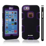 Apple Iphone 5C Case Silicone With Hard Pc Double Color 2in1 Hybrid High Impact Protective Case For Apple Iphone 5C(Black with Purple)