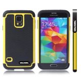 Samsung N9600 Galaxys5 Case Silicone With Hard Pc Football Texture 3in1 Hybrid High Impact Protective Case For Samsung N9600 Galaxys5(Yellow)