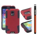 Samsung N9600 Galaxys5 Case Silicone With Hard Pc Mesh Hole 2in1 Hybrid High Impact Protective Case For(Deep Red)