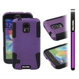 Samsung N9600 Galaxys5 Case Silicone With Hard Pc Mesh Hole 2in1 Hybrid High Impact Protective Case For(Purple)