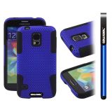 Samsung N9600 Galaxys5 Case Silicone With Hard Pc Mesh Hole 2in1 Hybrid High Impact Protective Case For(Blue)