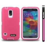 Samsung N9600 Galaxys5 Case Silicone With Hard Pc Tilt The Grid Texture 2in1 Hybrid High Impact Protective Case For(Rose Pink)