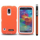 Samsung N9600 Galaxys5 Case Silicone With Hard Pc Tilt The Grid Texture 2in1 Hybrid High Impact Protective Case For(Orange)