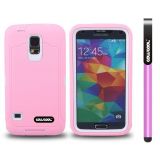 Samsung N9600 Galaxys5 Case Silicone With Hard Pc Tilt The Grid Texture 2in1 Hybrid High Impact Protective Case For(Pink)