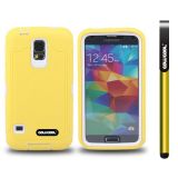 Samsung N9600 Galaxys5 Case Silicone With Hard Pc Tilt The Grid Texture 2in1 Hybrid High Impact Protective Case For(Yellow)