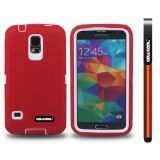 Samsung N9600 Galaxys5 Case Silicone With Hard Pc Tilt The Grid Texture 2in1 Hybrid High Impact Protective Case For(Red)