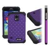 Samsung N9600 Galaxys5 Case Silicone With Hard Pc Starry Sky Pattern Glitter Studded Diamond 3in1 Hybrid High Impact Protective Case For(Purple)