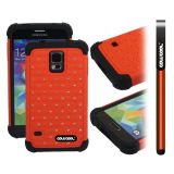 Samsung N9600 Galaxys5 Case Silicone With Hard Pc Starry Sky Pattern Glitter Studded Diamond 3in1 Hybrid High Impact Protective Case For(Orange)