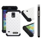 Samsung N9600 Galaxys5 Case Silicone With Hard Pc Starry Sky Pattern Glitter Studded Diamond 3in1 Hybrid High Impact Protective Case For(White)