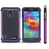 Samsung N9600 Galaxys5 Case Silicone With Hard Pc Football Texture 3in1 Hybrid High Impact Protective Case For Samsung N9600 Galaxys5(Purple)