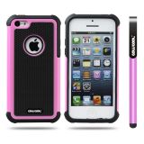 Apple Iphone 5C Case Silicone With Hard Pc Football Texture 2in1 Hybrid High Impact Protective Case For Apple Iphone 5C(Pink)