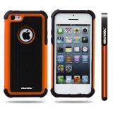Apple Iphone 5C Case Silicone With Hard Pc Football Texture 2in1 Hybrid High Impact Protective Case For Apple Iphone 5C(Orange)