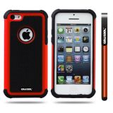 Apple Iphone 5C Case Silicone With Hard Pc Football Texture 2in1 Hybrid High Impact Protective Case For Apple Iphone 5C(Red)