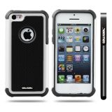 Apple Iphone 5C Case Silicone With Hard Pc Football Texture 2in1 Hybrid High Impact Protective Case For Apple Iphone 5C(White)