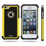 Apple Iphone 5C Case Silicone With Hard Pc Football Texture 2in1 Hybrid High Impact Protective Case For Apple Iphone 5C(Yellow)