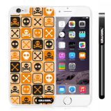 Apple Iphone 6 Plus 5.5 Inch Case Hard PC Cross matrix cute Skull With White Shell Single Layer Protective Case (Light Orange)