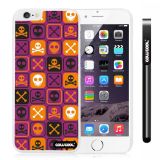 Apple Iphone 6 Plus 5.5 Inch Case Hard PC Cross matrix cute Skull With White Shell Single Layer Protective Case (Purple)