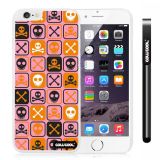 Apple Iphone 6 Plus 5.5 Inch Case Hard PC Cross matrix cute Skull With White Shell Single Layer Protective Case (Pink)