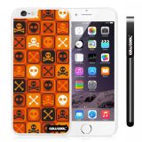 Apple Iphone 6 Plus 5.5 Inch Case Hard PC Cross matrix cute Skull With White Shell Single Layer Protective Case (Orange)