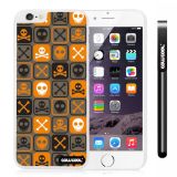 Apple Iphone 6 Plus 5.5 Inch Case Hard PC Cross matrix cute Skull With White Shell Single Layer Protective Case (Brown)