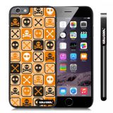 Apple Iphone 6 Plus 5.5 Inch Case Hard PC Cross matrix cute Skull With Black Shell Single Layer Protective Case (Light Orange)