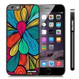 Apple Iphone 6 Plus 5.5 Inch Case Hard PC Colorful Petal Plaid Totem Black Shell Single Layer Protective Case (13)