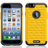 Apple iphone 6 Plus [5.5 inch] Case Silicone With Hard Plastic Starry Sky Pattern Glitter Studded Diamond 3in1 Hybrid High Impact Protective Case (Yellow)