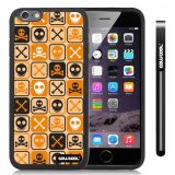 Apple iphone 6 4.7 Inch Soft Silicone Cross matrix cute Skull With Black Shell Single Layer Protective Case (Light Orange)