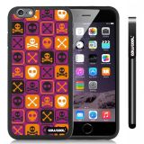 Apple iphone 6 4.7 Inch Soft Silicone Cross matrix cute Skull With Black Shell Single Layer Protective Case (Purple)