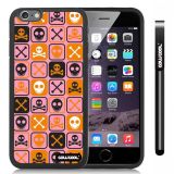 Apple iphone 6 4.7 Inch Soft Silicone Cross matrix cute Skull With Black Shell Single Layer Protective Case (Pink)