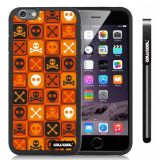 Apple iphone 6 4.7 Inch Soft Silicone Cross matrix cute Skull With Black Shell Single Layer Protective Case (Orange)