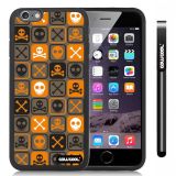 Apple iphone 6 4.7 Inch Soft Silicone Cross matrix cute Skull With Black Shell Single Layer Protective Case (Brown)