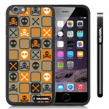 Apple iphone 6 4.7 Inch Soft Silicone Cross matrix cute Skull With Black Shell Single Layer Protective Case (Light brown)