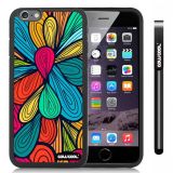 Apple iphone 6 4.7 Inch Soft Silicone Colorful Petal Plaid Totem Black Shell Single Layer Protective Case (13)