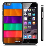 Apple iphone 6 4.7 Inch Soft Silicone Rainbow gradient texture Black Shell Single Layer Protective Case (Style1)