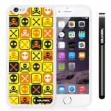 Apple iphone 6 4.7 Inch Soft Silicone Cross matrix cute Skull With White Shell Single Layer Protective Case (Yellow)