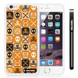 Apple iphone 6 4.7 Inch Soft Silicone Cross matrix cute Skull With White Shell Single Layer Protective Case (Light Orange)