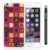 Apple iphone 6 4.7 Inch Soft Silicone Cross matrix cute Skull With White Shell Single Layer Protective Case (Purple)