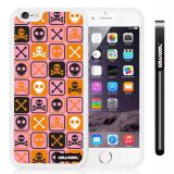 Apple iphone 6 4.7 Inch Soft Silicone Cross matrix cute Skull With White Shell Single Layer Protective Case (Pink)