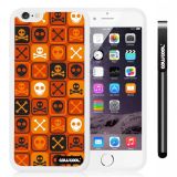 Apple iphone 6 4.7 Inch Soft Silicone Cross matrix cute Skull With White Shell Single Layer Protective Case (Orange)