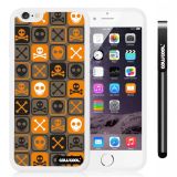 Apple iphone 6 4.7 Inch Soft Silicone Cross matrix cute Skull With White Shell Single Layer Protective Case (Brown)