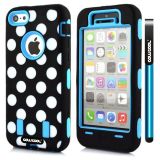 Apple Iphone 5C Case Silicone Polka Dot 2in1 Hybrid High Impact Protective Case For Apple Iphone 5C(Sky Blue)