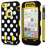 Apple Iphone 5C Case Silicone Polka Dot 2in1 Hybrid High Impact Protective Case For Apple Iphone 5C(Yellow)