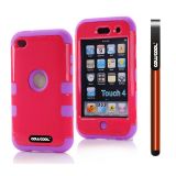 Apple Itouch 4 Case Silicone With Hard Pc Bright 2in1 Hybrid High Impact Protective Case For Itouch 4(Red with Purple)
