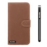 Apple Iphone 5C Case Leather Vintage Textures Hand Stitching Wallet Protective Case For Apple Iphone 5C(Light brown)