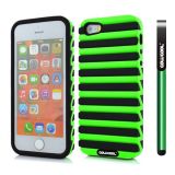 Apple Iphone 5 5S Case Hard Pc Stripe Ladder 2in1 Hybrid High Impact Protective Case For Apple Iphone 5 5S(Green with Black)