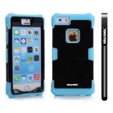 Apple Iphone 5 5S Case Luminous Silicone With Hard Pc Double Color 2in1 Hybrid High Impact Protective Case For Apple Iphone 5 5S(Sky Blue with Black)