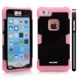 Apple Iphone 5 5S Case Luminous Silicone With Hard Pc Double Color 2in1 Hybrid High Impact Protective Case For Apple Iphone 5 5S(Pink with Black)