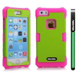 Apple Iphone 5 5S Case Luminous Silicone With Hard Pc Double Color 2in1 Hybrid High Impact Protective Case For Apple Iphone 5 5S(Pink with Green)